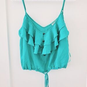 Teal Ruffle Sleeveless Top